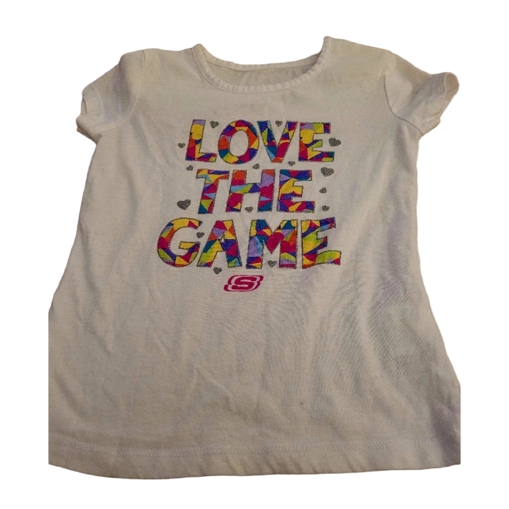 Skechers Active Wear Girls Graphic Tee Shirt Size Small Love the Game